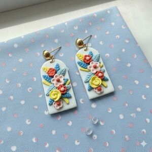 Floral Clay Multicolor Earrings